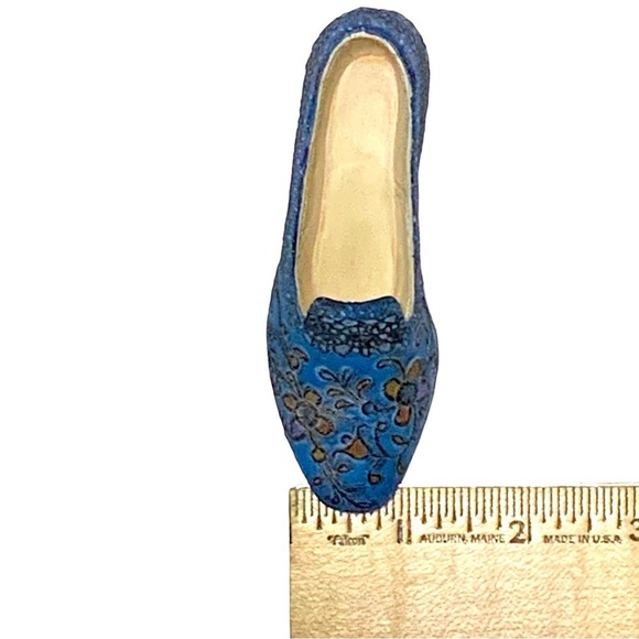 Vintage Just The Right Shoe Victorian The Empress Miniature High Heel 3D Blue - Picture 8 of 15